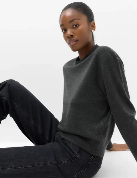Marks & Spencer Shoulder Detail Relaxed Jumper Charcoal