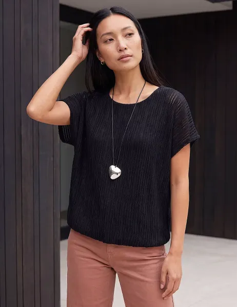 Roman Textured Top Black