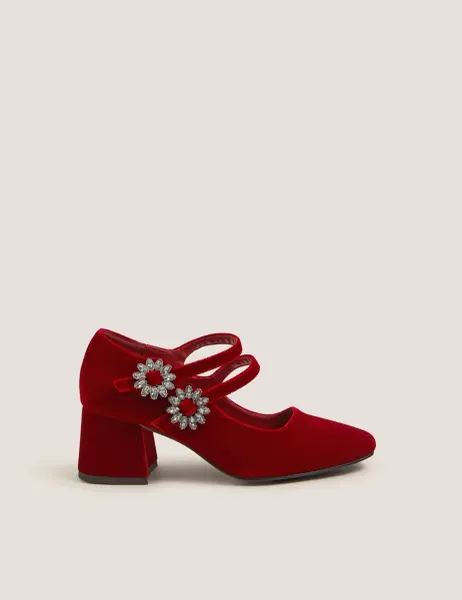 Monsoon Buckle Heels Red