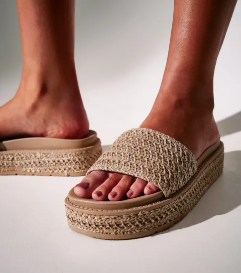 Women's Stone Espadrille Platform Sandals