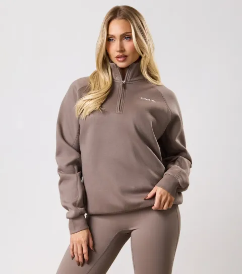 Women's Light BrownQuarter Zip Sweatshirt