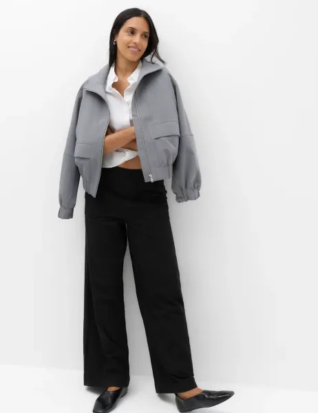 Marks & Spencer Denim Elasticated Waist Wide Leg Trousers Black