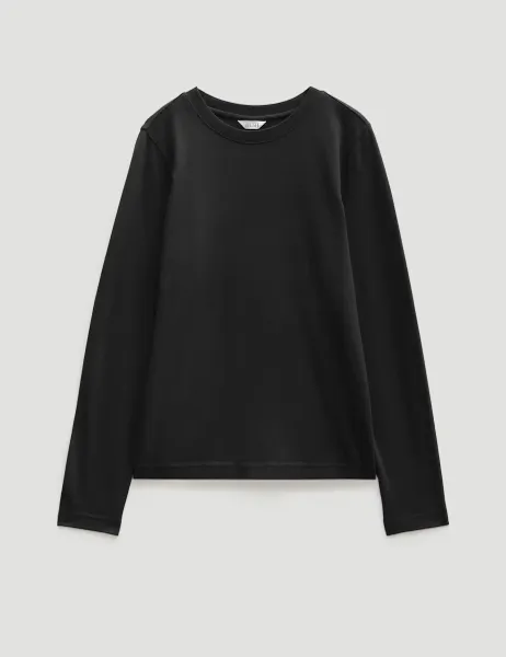 HUSH Pure Cotton Slim Fit Long Sleeve T-Shirt Black