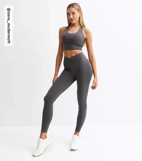 Women's by Zara McDermott Dark Grey Stretch Crossover Waist Leggings
