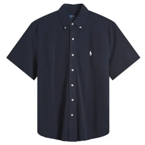 Short Sleeve Button Down Pique Shirt