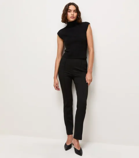 Women's Tall Black Jersey Twill Slim Leg Trousers
