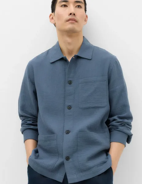 Marks & Spencer Pure Cotton Double Cloth Overshirt Air Force Blue