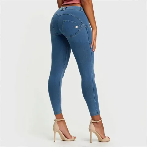 Freddy WRUP Denim - Mid Rise - 7/8 Length - Light Blue + Yellow Stitching