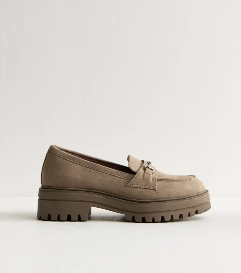 Women's Light Brown Platform Faux Suede Loafer Vegan
