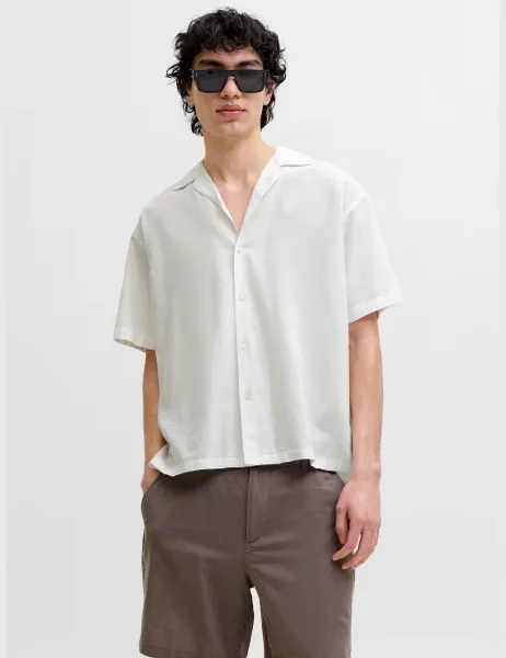 Jack & Jones Relaxed Fit Revere Collar Short Sleeve Shirt White