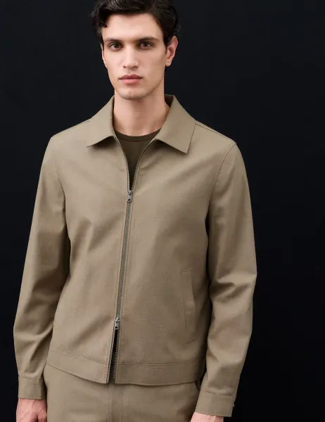 Autograph Italian Wool Blend Harrington Jacket Sable