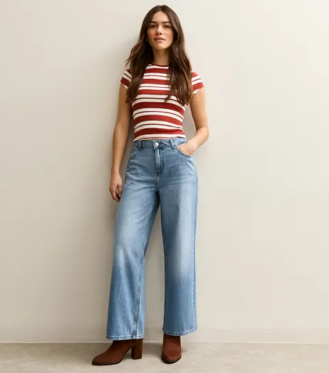 Women's Petite Light Blue Bonnie Slouchy Wide Leg Jeans