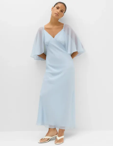 Marks & Spencer Cape V-Neck Maxi Dress Pale Blue