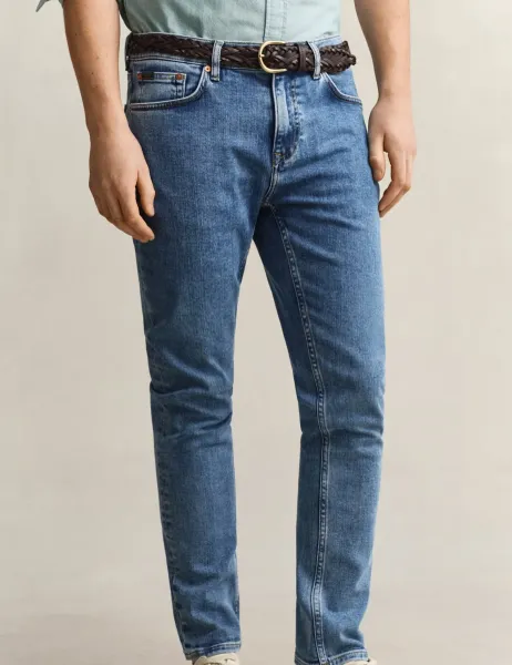 Gant Slim Fit Clean Wash 5 Pocket Jeans Blue Denim