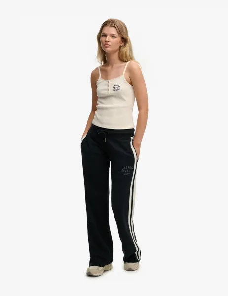 Superdry & Co Cotton Rich Side Stripe Wide Leg Joggers Navy