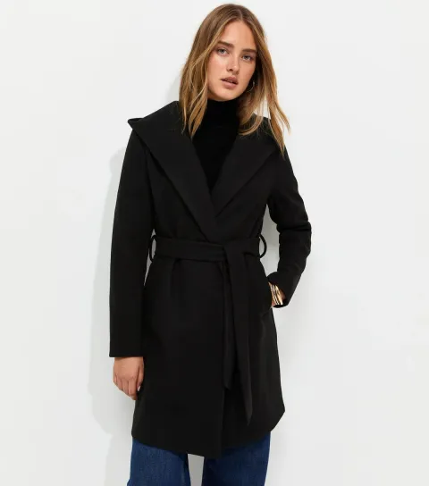 New Look Women's Oatmeal Wrap Hooded Coat