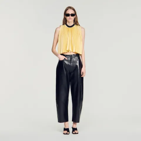Pleated tie-back top