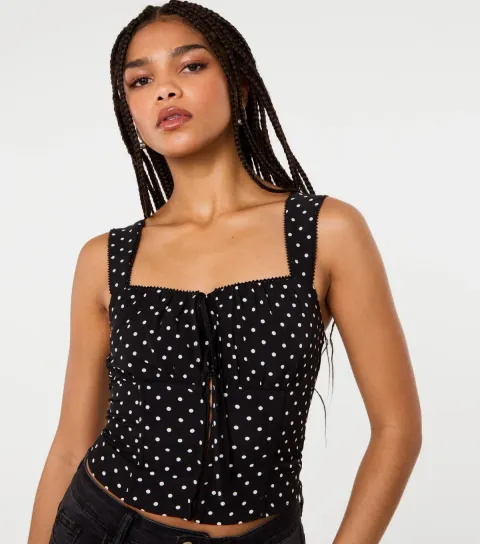 Women's Black Polka Dot Corset Top