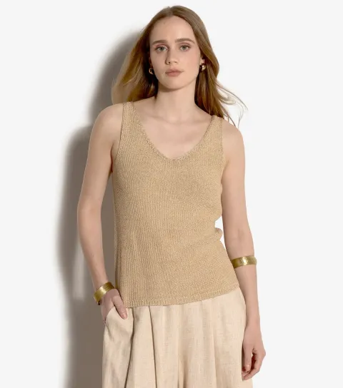 Women's Dark Yellow Sparkle Knit Cami Top
