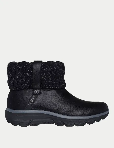 Skechers Easy Going Cozy Weather Faux Leather Ankle Boots Black