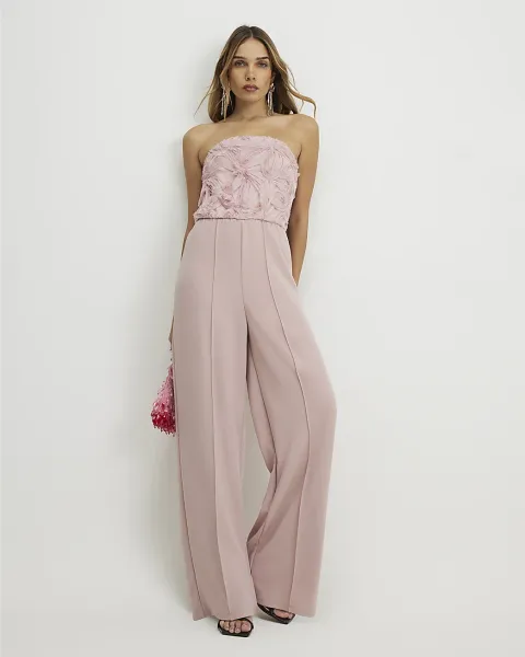 River Island 3D Flower Bandeau Jumpsuit