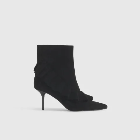 River Island Faux Suede Ruffle Side Boots