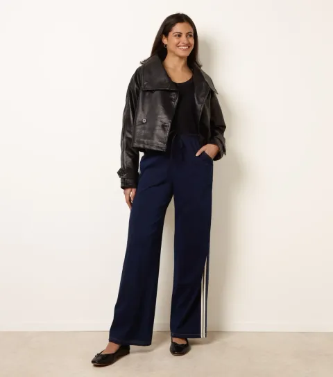 Women's Dark Blue Side Stripe Trousers