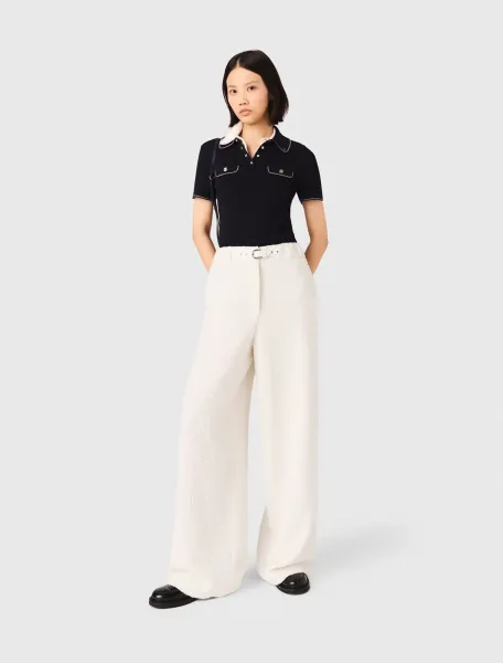 Wide-leg tweed trousers