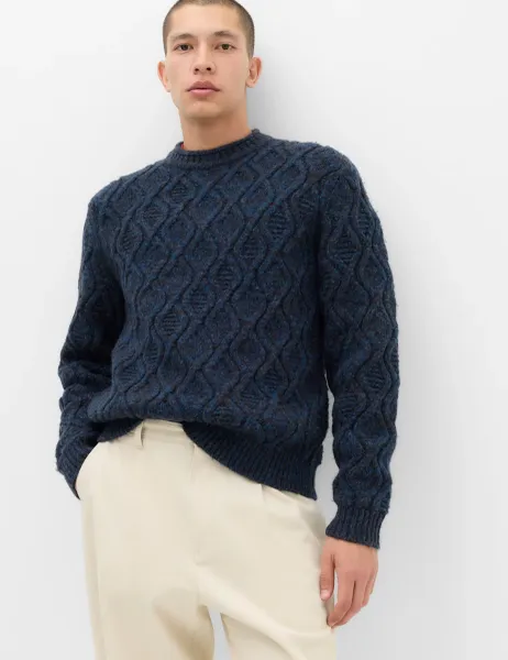 Marks & Spencer Cable Crew Neck Jumper with Wool