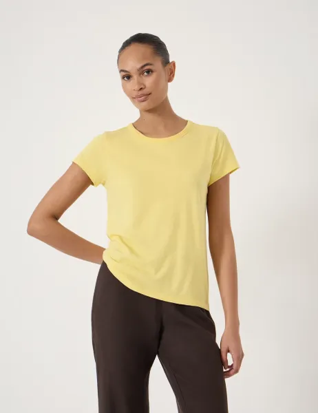HUSH Pure Cotton Crew Neck T-Shirt Yellow