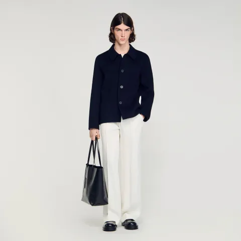 Wool jacket with regular collar
