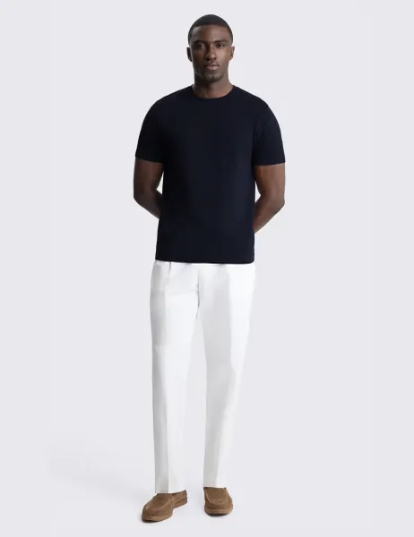 Moss Pure Cotton Crew Neck T-Shirt Navy