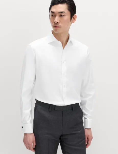 M&S SARTORIAL Regular Fit Luxury Cotton Double Cuff Twill Shirt White