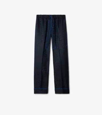 Sunflower Silk Pyjama Trousers in Silhouette black