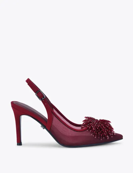 Carvela Crystal Stiletto Heel Slingback Shoes Red