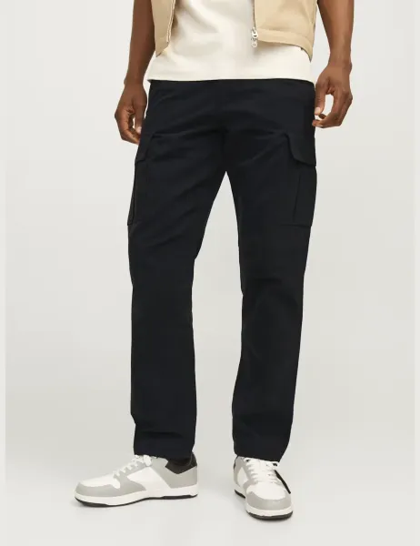 Jack & Jones Regular Fit Pure Cotton Cargo Trousers Black