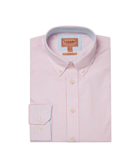 Schöffel Country Holt Soft Oxford Tailored Shirt - Pink/Blue Stripe
