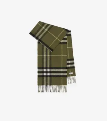Check Cashmere Scarf in Pea green