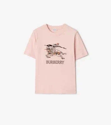 Knight Sketch Cotton T-shirt in Bouquet pink