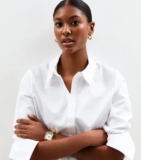 Women's White Slim Fit Poplin Shirt