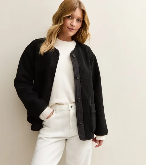 Women's Black Borg Button Through Jacket