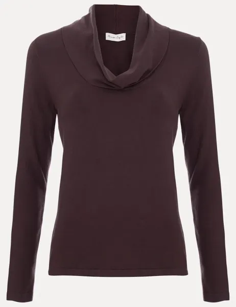 Phase Eight Cowl Neck Knitted Top Brown