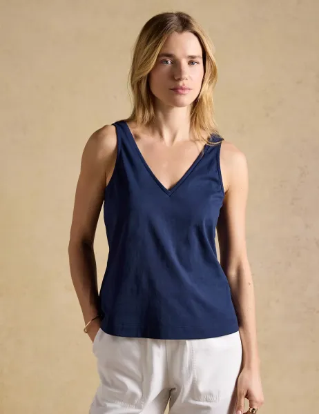 Joules Jersey V-Neck Relaxed Vest Top Navy