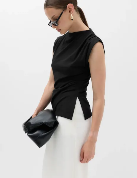 Marks & Spencer Cotton Rich Drape Asymmetric Top