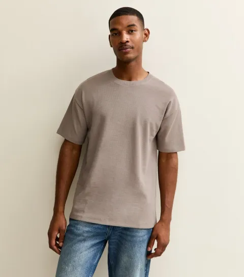 Men's Mink Oversized Waffle Texture T-Shirt