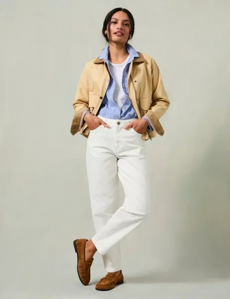 FatFace Mid Rise Cigarette Ankle Grazer Jeans White