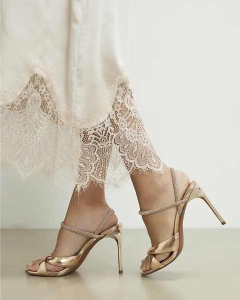 River Island Rose Diamante Twist Heeled Sandals