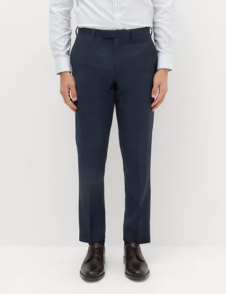M&S SARTORIAL Regular Fit Pure Wool Check Suit Trousers Navy
