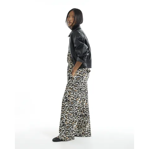 River Island Petite Premium Leopard Wide Joggers
