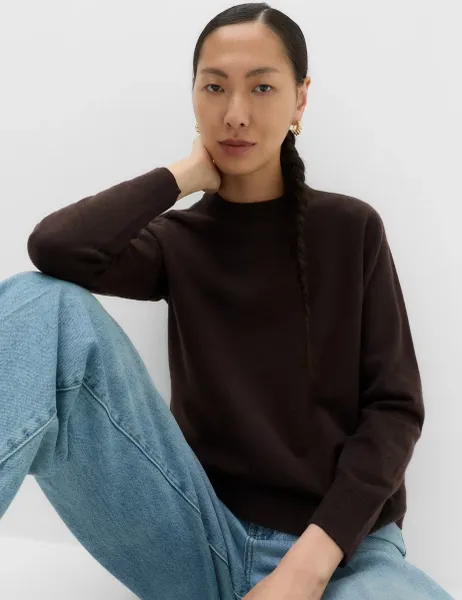 Marks & Spencer Air-Yarn Crew Neck Jumper Bitter Chocolate